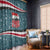 Syria Christmas Window Curtain with National Flag Motif, Coat of Arms Eagle, and Festive Snowflake Pattern - Wonder Print Shop