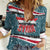 Syria Christmas Women Casual Shirt with National Flag Motif, Coat of Arms Eagle, and Festive Snowflake Pattern - Wonder Print Shop