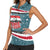 Syria Christmas Women Sleeveless Polo Shirt with National Flag Motif, Coat of Arms Eagle, and Festive Snowflake Pattern - Wonder Print Shop
