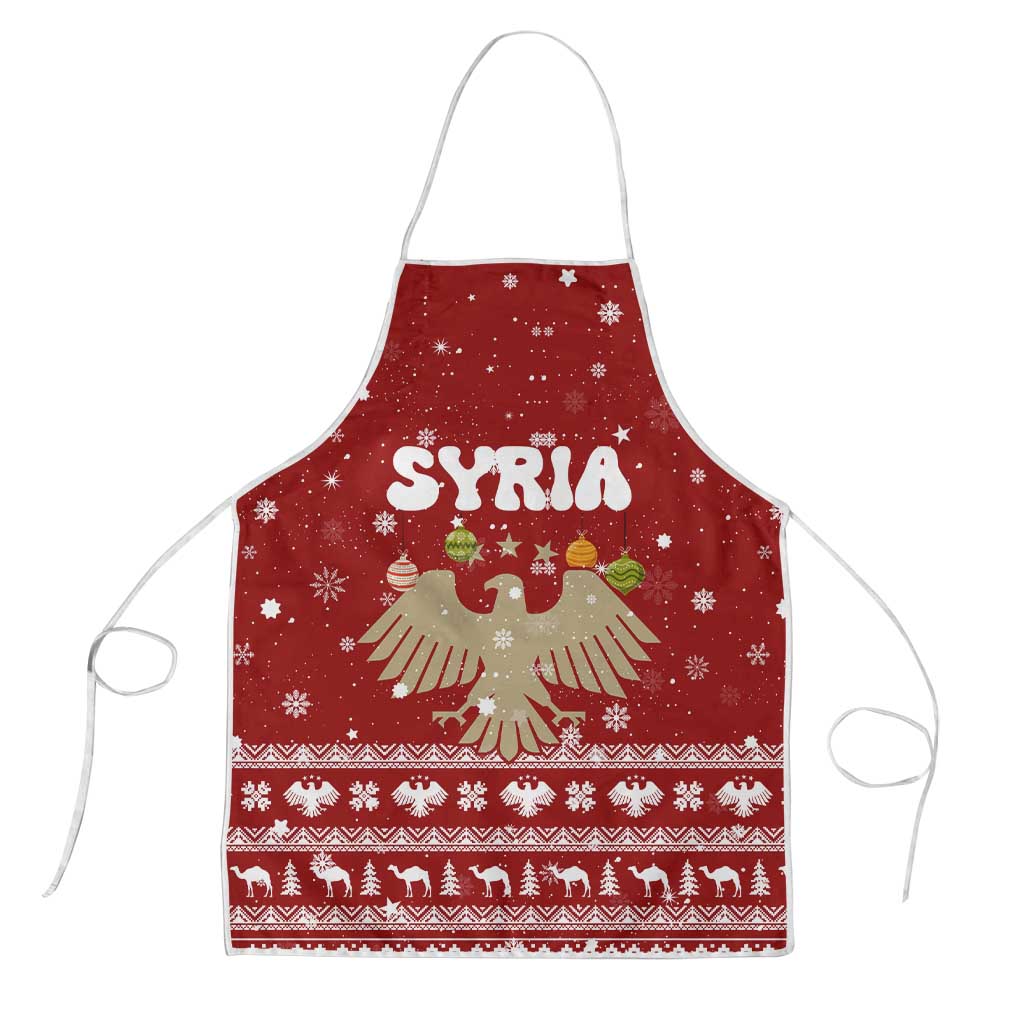 Syria Christmas Apron with Golden Eagle Emblem Christmas Camel Scene - Wonder Print Shop
