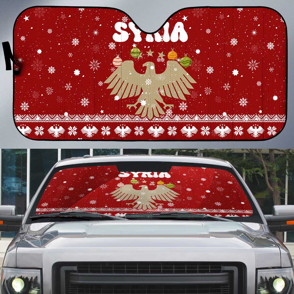Syria Christmas Auto Sun Shade with Golden Eagle Emblem Christmas Camel Scene - Wonder Print Shop