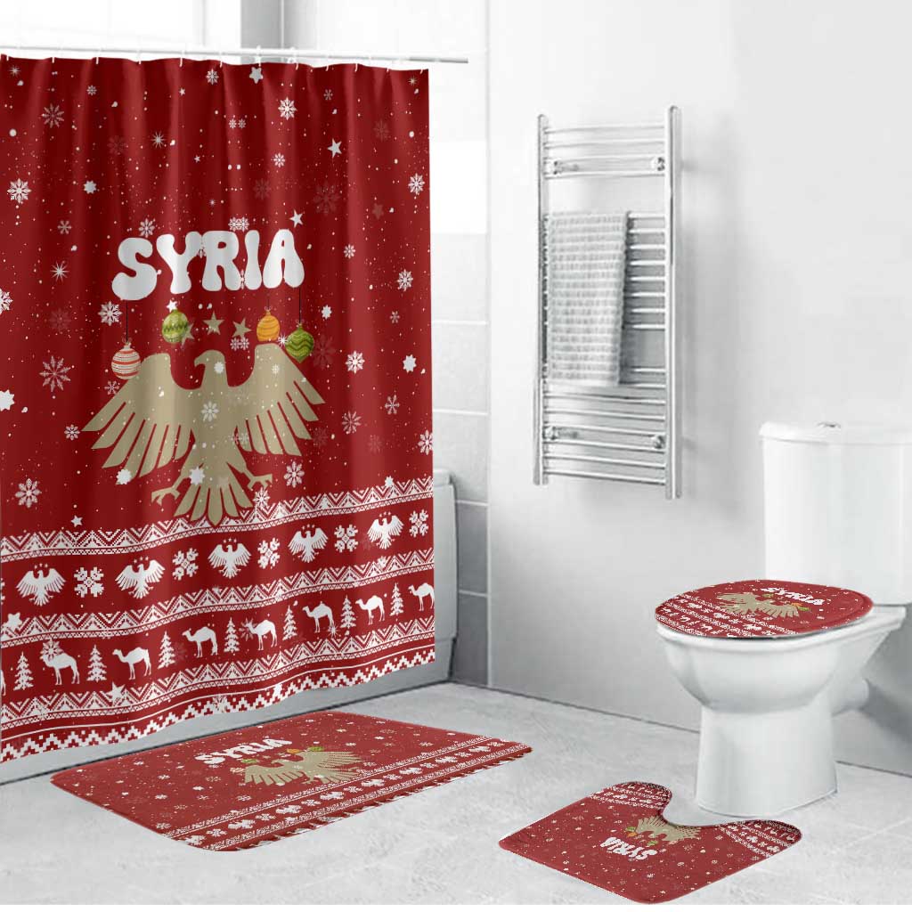 Syria Christmas Bathroom Set with Golden Eagle Emblem Christmas Camel Scene - Wonder Print Shop