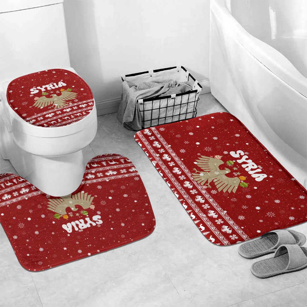 Syria Christmas Bathroom Set with Golden Eagle Emblem Christmas Camel Scene - Wonder Print Shop