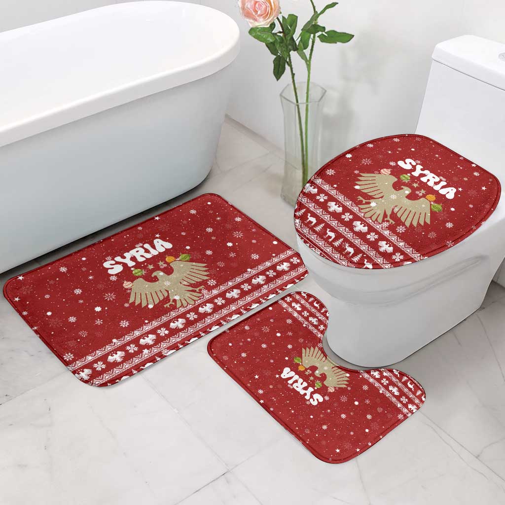 Syria Christmas Bathroom Set with Golden Eagle Emblem Christmas Camel Scene - Wonder Print Shop
