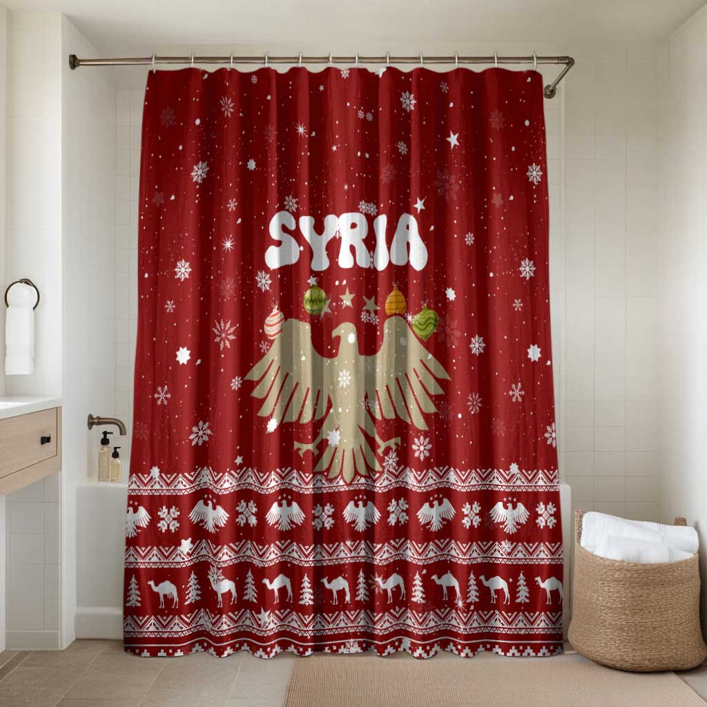 Syria Christmas Bathroom Set with Golden Eagle Emblem Christmas Camel Scene - Wonder Print Shop