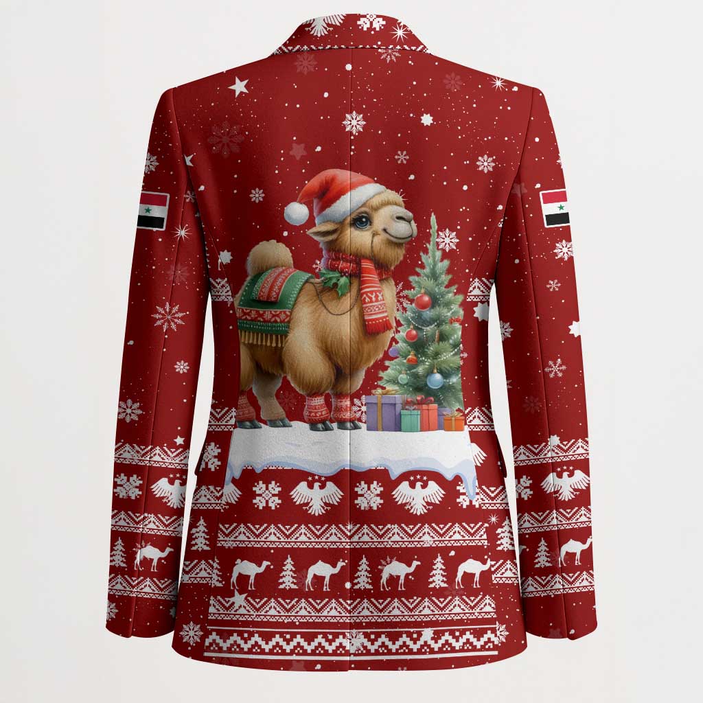 Syria Christmas Blazer with Golden Eagle Emblem Christmas Camel Scene - Wonder Print Shop