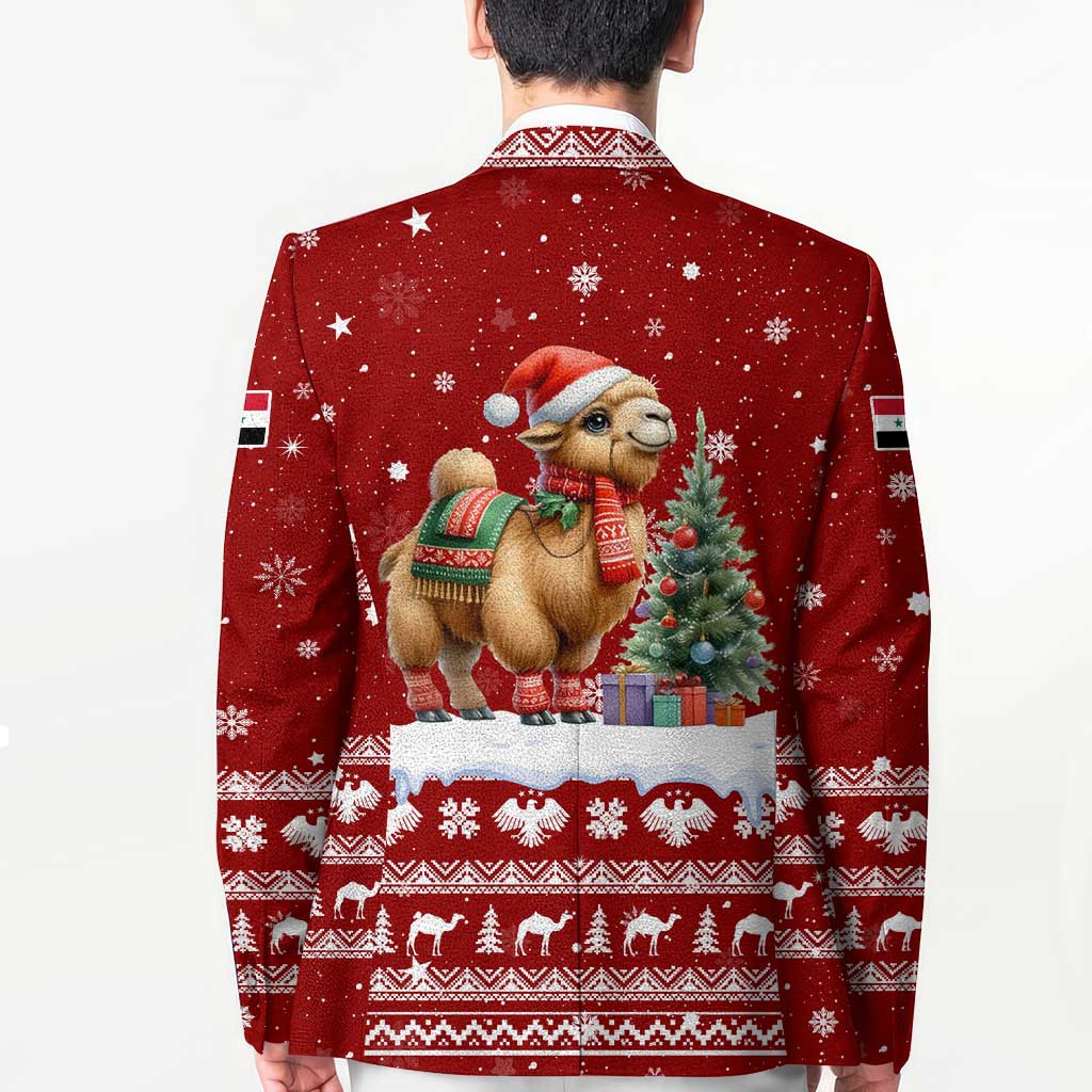 Syria Christmas Blazer with Golden Eagle Emblem Christmas Camel Scene - Wonder Print Shop
