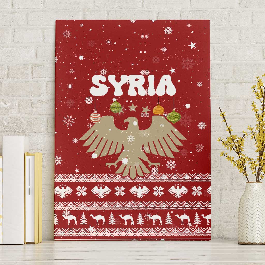 Syria Christmas Canvas Wall Art with Golden Eagle Emblem Christmas Camel Scene - Wonder Print Shop
