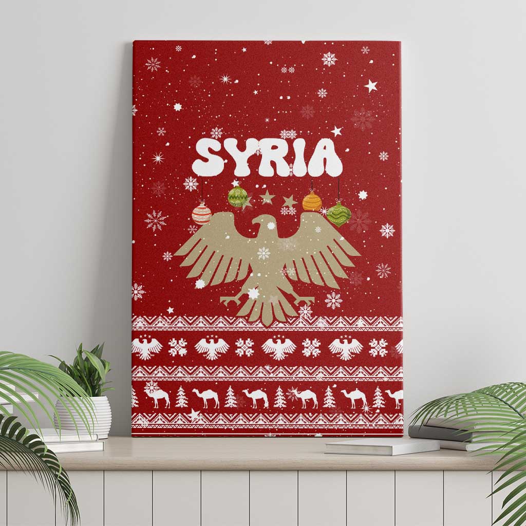 Syria Christmas Canvas Wall Art with Golden Eagle Emblem Christmas Camel Scene - Wonder Print Shop