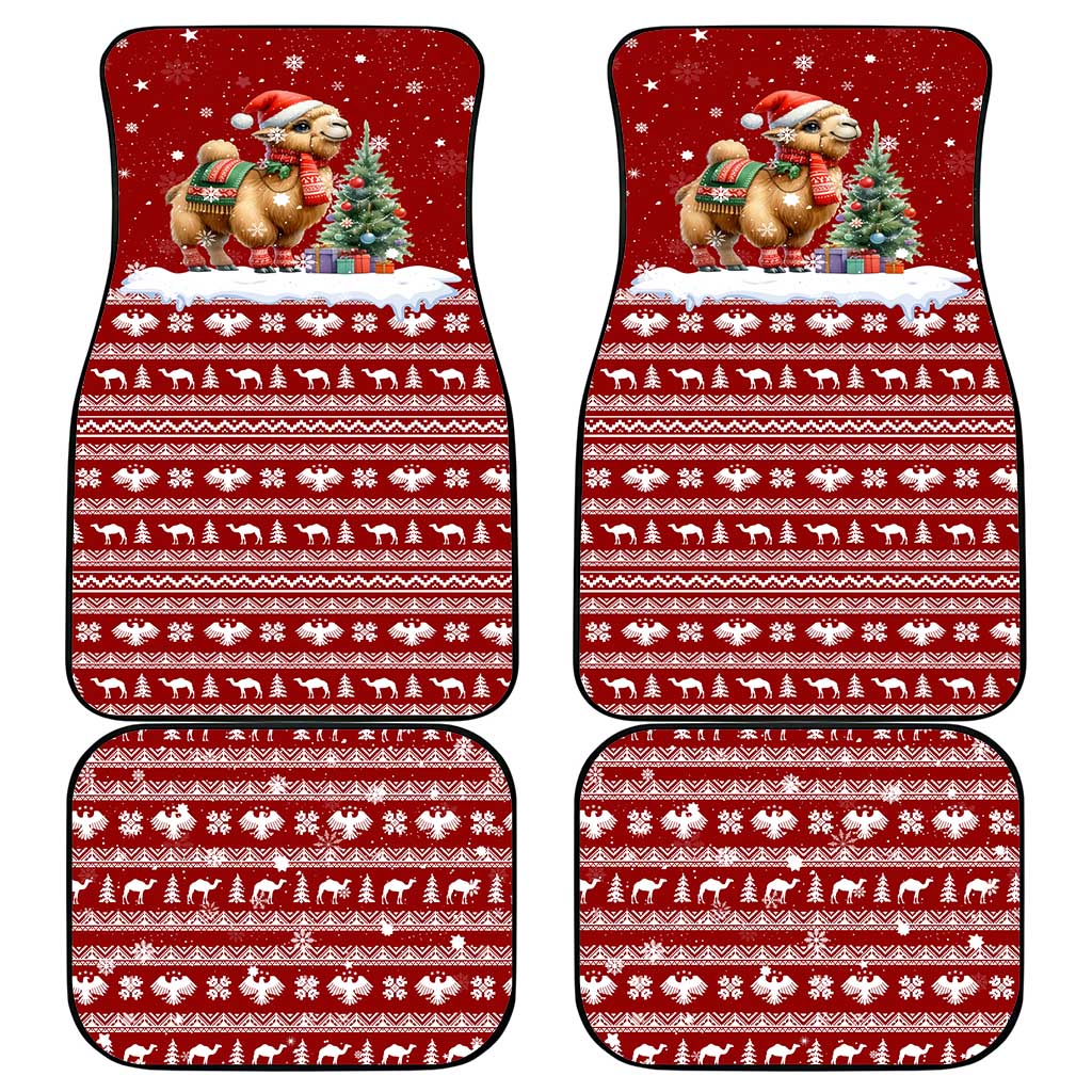 Syria Christmas Car Mats with Golden Eagle Emblem Christmas Camel Scene - Wonder Print Shop