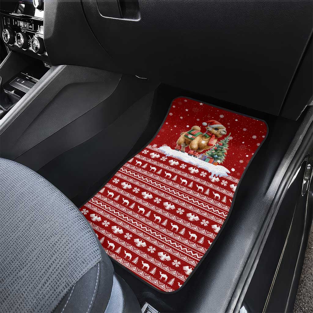 Syria Christmas Car Mats with Golden Eagle Emblem Christmas Camel Scene - Wonder Print Shop