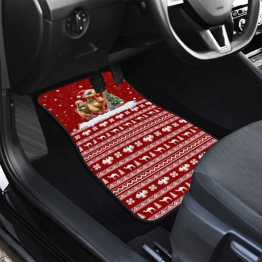 Syria Christmas Car Mats with Golden Eagle Emblem Christmas Camel Scene - Wonder Print Shop