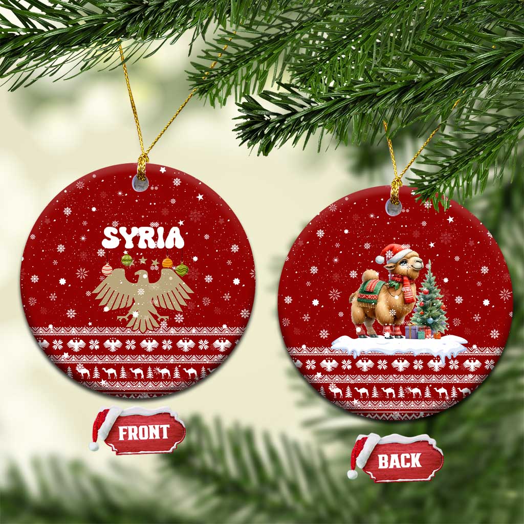 Syria Christmas Ceramic Ornament with Golden Eagle Emblem Christmas Camel Scene - Wonder Print Shop