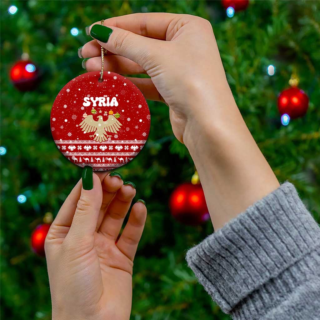 Syria Christmas Ceramic Ornament with Golden Eagle Emblem Christmas Camel Scene - Wonder Print Shop
