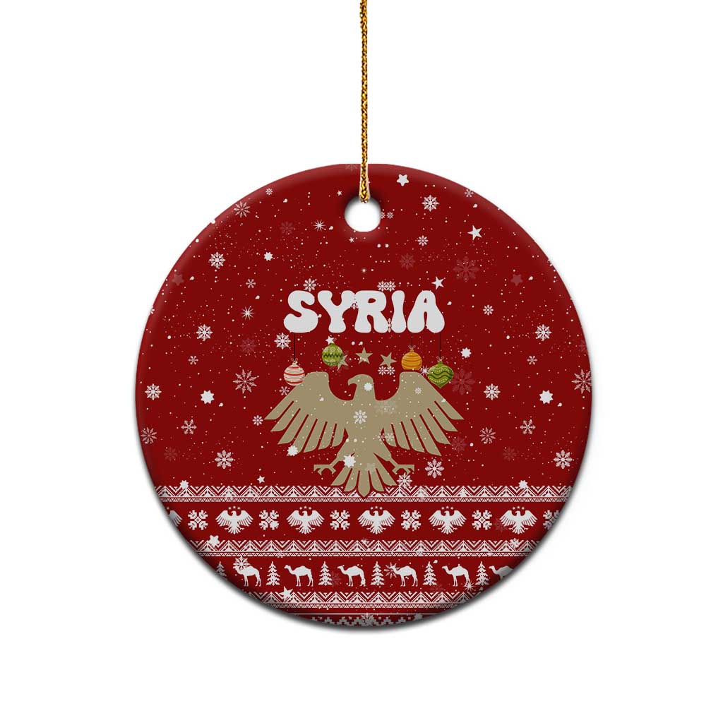 Syria Christmas Ceramic Ornament with Golden Eagle Emblem Christmas Camel Scene - Wonder Print Shop