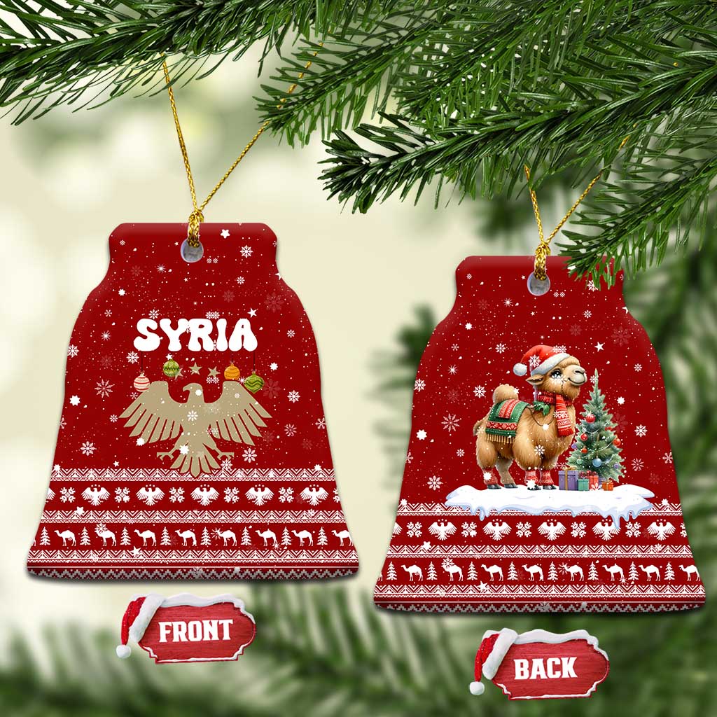 Syria Christmas Ceramic Ornament with Golden Eagle Emblem Christmas Camel Scene - Wonder Print Shop