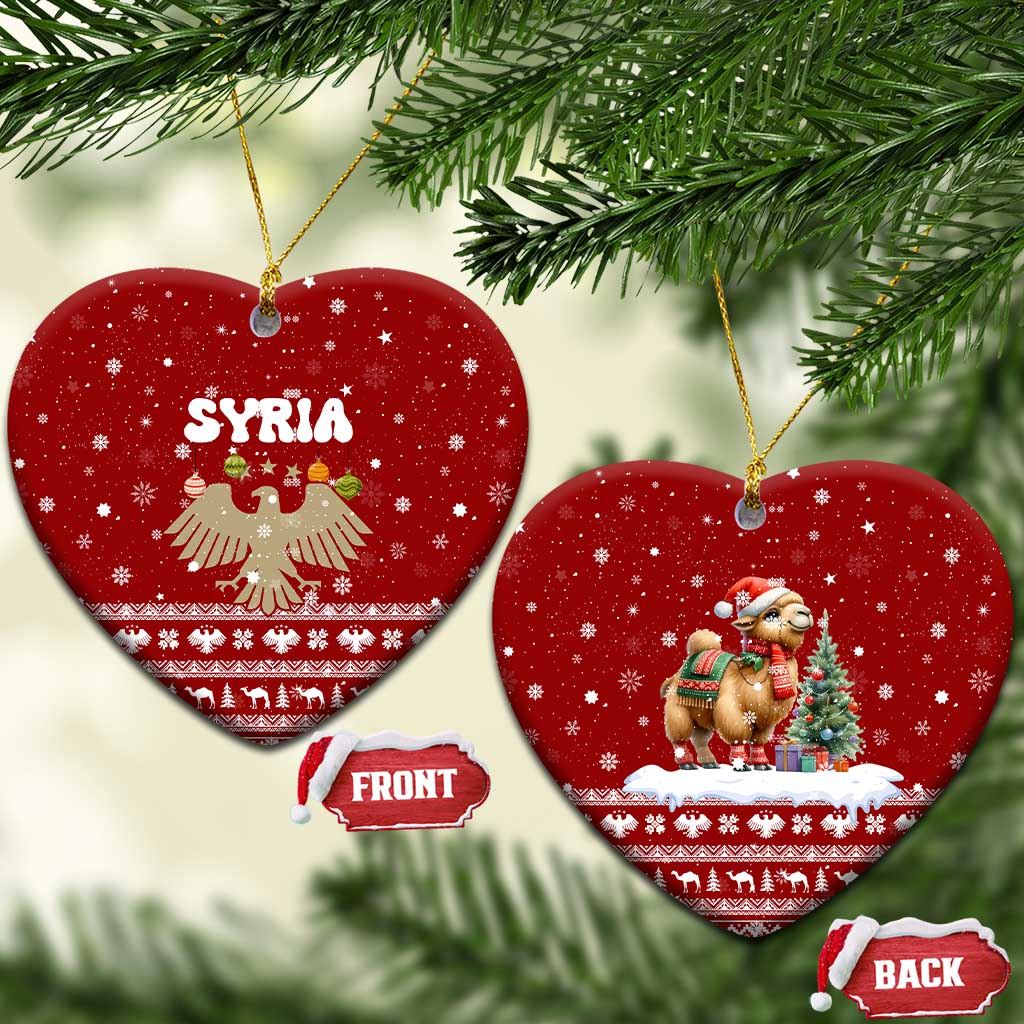 Syria Christmas Ceramic Ornament with Golden Eagle Emblem Christmas Camel Scene - Wonder Print Shop
