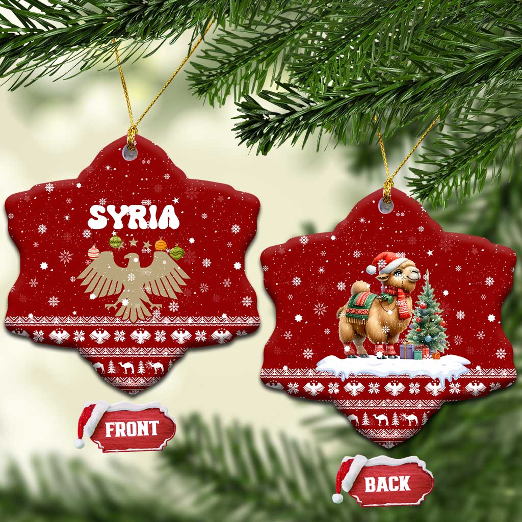 Syria Christmas Ceramic Ornament with Golden Eagle Emblem Christmas Camel Scene - Wonder Print Shop