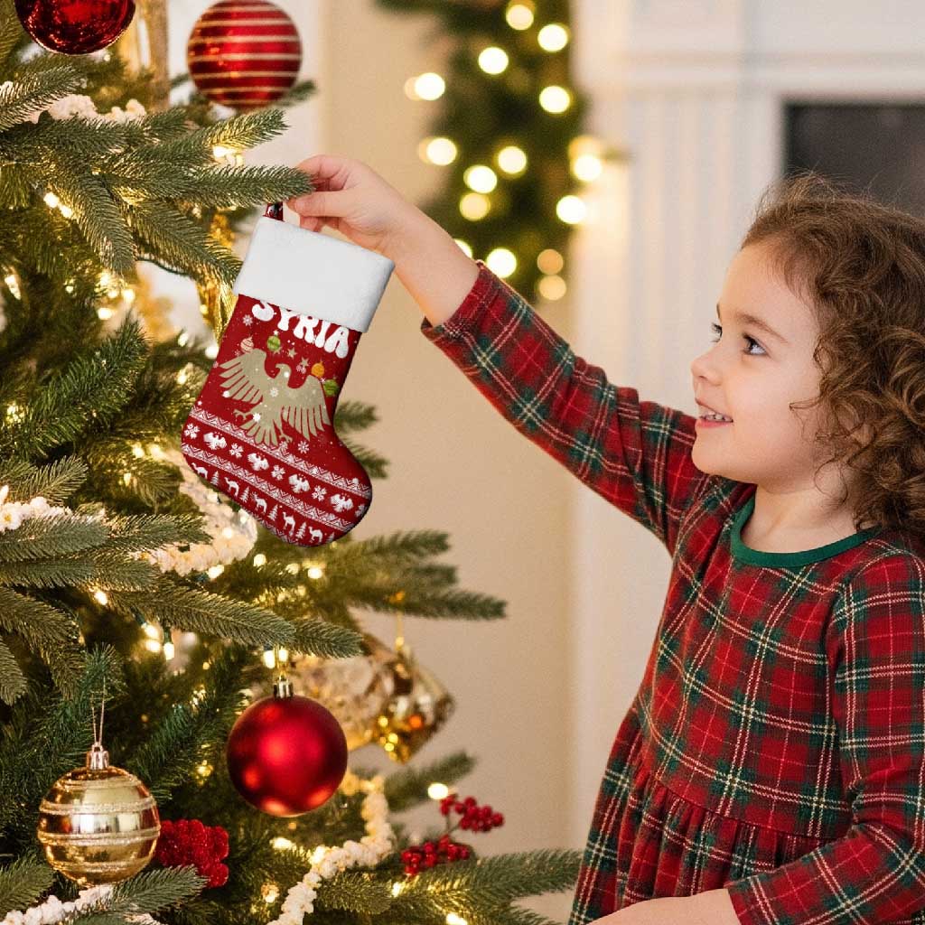 Syria Christmas Stocking with Golden Eagle Emblem Christmas Camel Scene - Wonder Print Shop