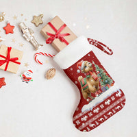 Syria Christmas Stocking with Golden Eagle Emblem Christmas Camel Scene - Wonder Print Shop