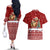 Syria Christmas Couples Matching Off The Shoulder Long Sleeve Dress and Hawaiian Shirt with Golden Eagle Emblem Christmas Camel Scene - Wonder Print Shop
