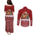 Syria Christmas Couples Matching Puletasi and Long Sleeve Button Shirt with Golden Eagle Emblem Christmas Camel Scene - Wonder Print Shop
