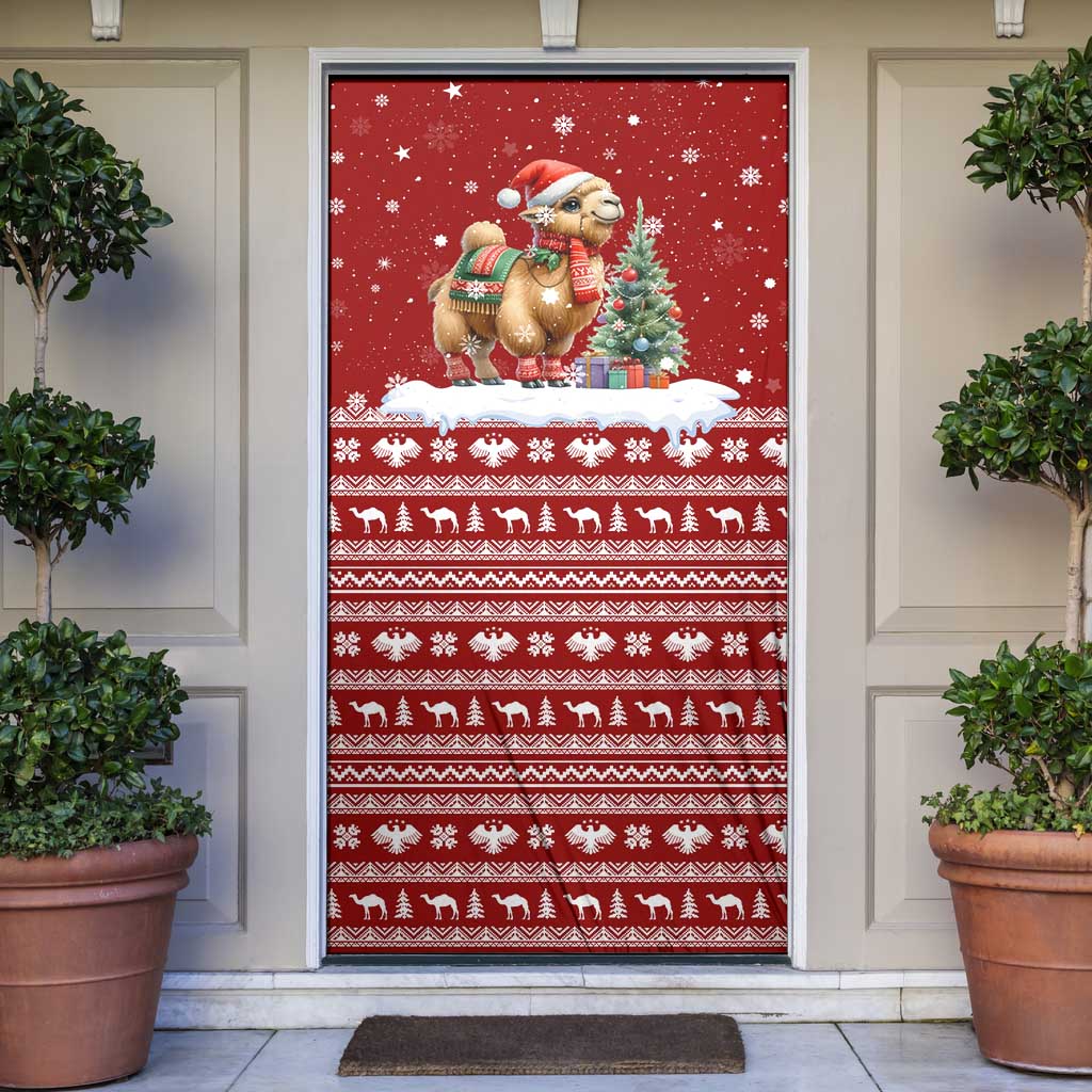 Syria Christmas Door Cover with Golden Eagle Emblem Christmas Camel Scene - Wonder Print Shop