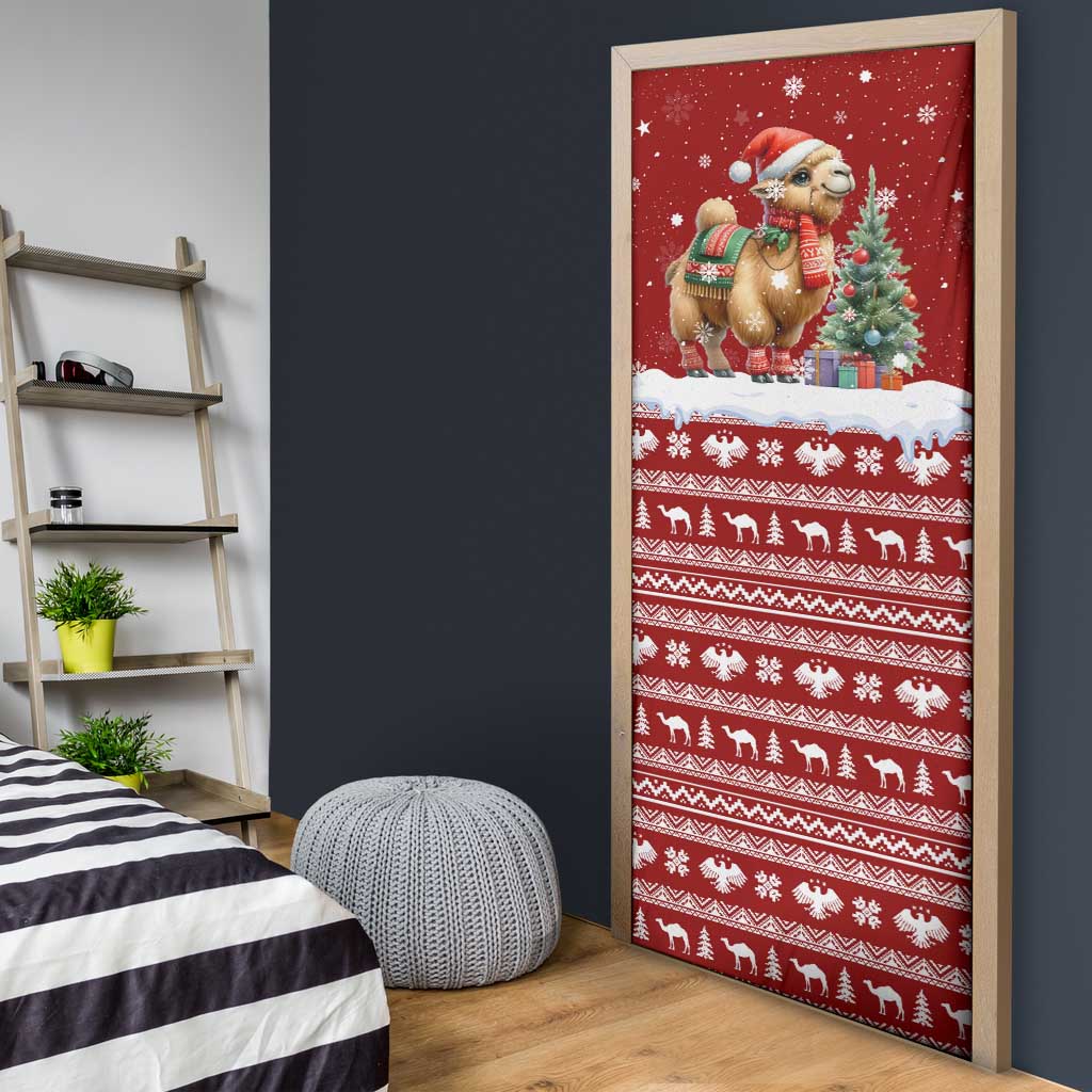 Syria Christmas Door Cover with Golden Eagle Emblem Christmas Camel Scene - Wonder Print Shop