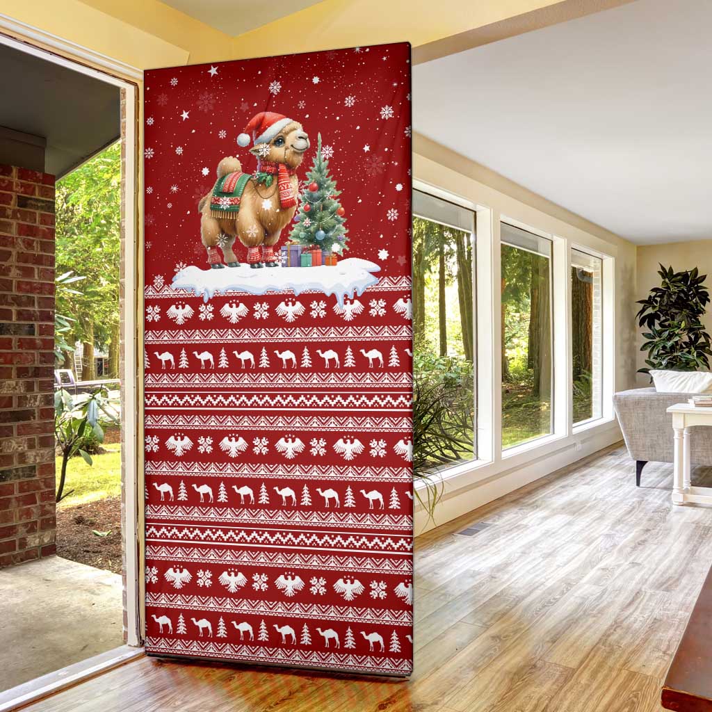 Syria Christmas Door Cover with Golden Eagle Emblem Christmas Camel Scene - Wonder Print Shop