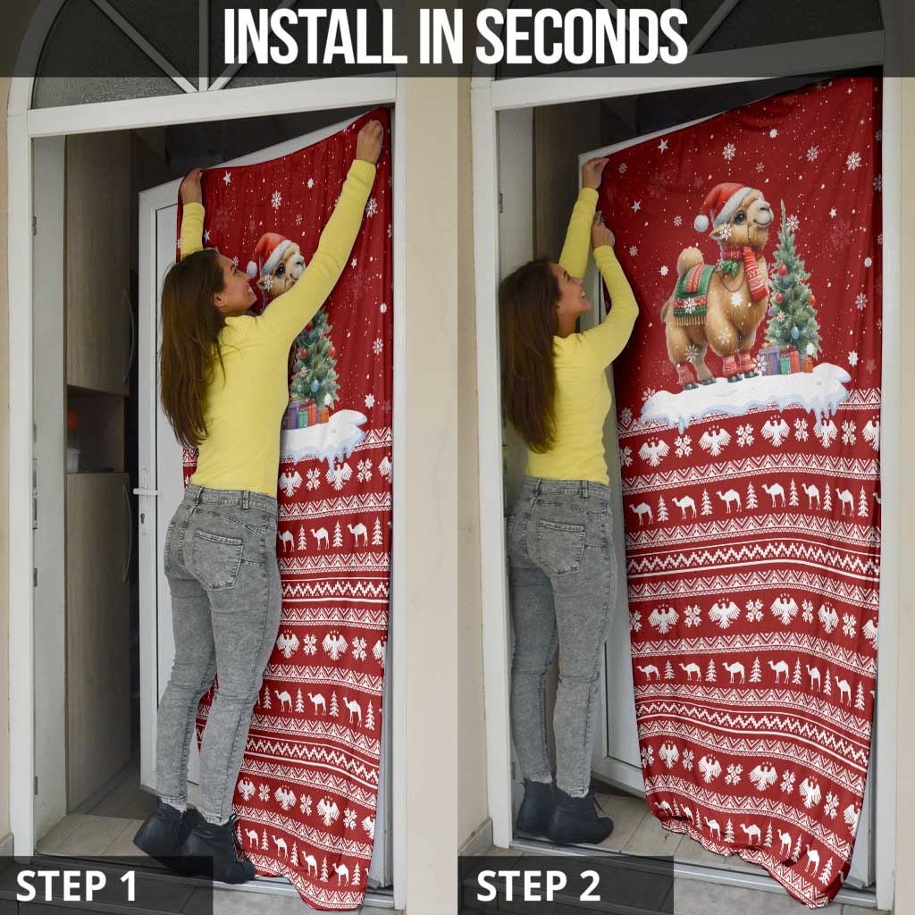 Syria Christmas Door Cover with Golden Eagle Emblem Christmas Camel Scene - Wonder Print Shop