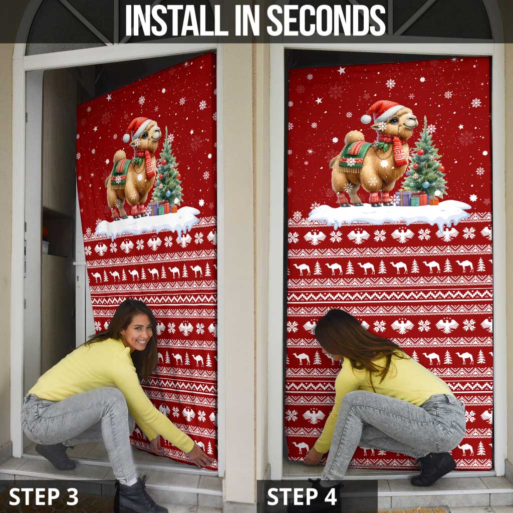 Syria Christmas Door Cover with Golden Eagle Emblem Christmas Camel Scene - Wonder Print Shop