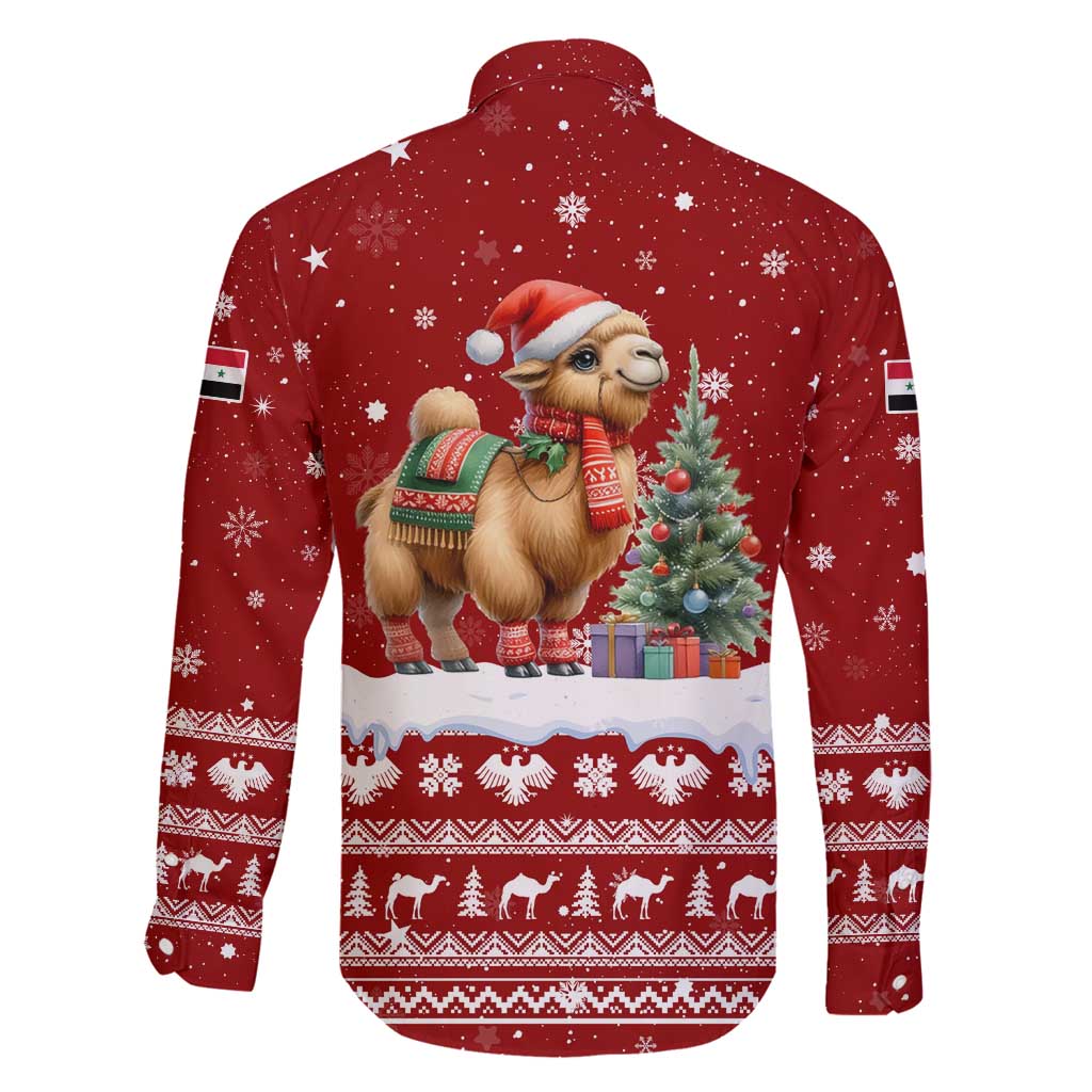 Syria Christmas Family Matching Summer Maxi Dress and Hawaiian Shirt with Golden Eagle Emblem Christmas Camel Scene - Wonder Print Shop