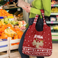 Syria Christmas Grocery Bag with Golden Eagle Emblem Christmas Camel Scene - Wonder Print Shop