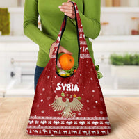 Syria Christmas Grocery Bag with Golden Eagle Emblem Christmas Camel Scene - Wonder Print Shop