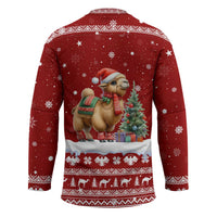 Syria Christmas Hockey Jersey with Golden Eagle Emblem Christmas Camel Scene - Wonder Print Shop