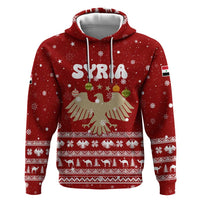 Syria Christmas Hoodie with Golden Eagle Emblem Christmas Camel Scene - Wonder Print Shop