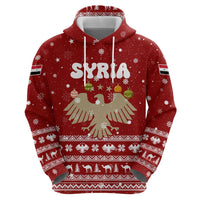 Syria Christmas Hoodie with Golden Eagle Emblem Christmas Camel Scene - Wonder Print Shop