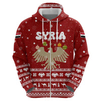 Syria Christmas Hoodie with Golden Eagle Emblem Christmas Camel Scene - Wonder Print Shop