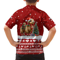 Syria Christmas Kid Hawaiian Shirt with Golden Eagle Emblem Christmas Camel Scene - Wonder Print Shop