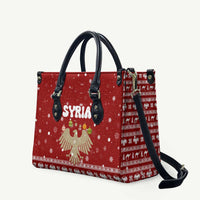 Syria Christmas Leather Bag with Golden Eagle Emblem Christmas Camel Scene - Wonder Print Shop