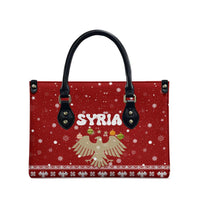 Syria Christmas Leather Bag with Golden Eagle Emblem Christmas Camel Scene - Wonder Print Shop