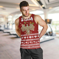 Syria Christmas Men Tank Top with Golden Eagle Emblem Christmas Camel Scene - Wonder Print Shop