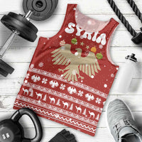 Syria Christmas Men Tank Top with Golden Eagle Emblem Christmas Camel Scene - Wonder Print Shop