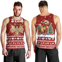 Syria Christmas Men Tank Top with Golden Eagle Emblem Christmas Camel Scene - Wonder Print Shop