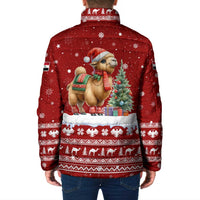 Syria Christmas Padded Jacket with Golden Eagle Emblem Christmas Camel Scene - Wonder Print Shop