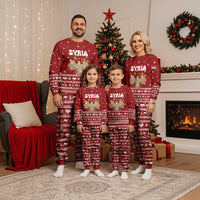 Syria Christmas Pajama Set with Golden Eagle Emblem Christmas Camel Scene - Wonder Print Shop