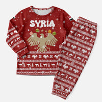 Syria Christmas Pajama Set with Golden Eagle Emblem Christmas Camel Scene - Wonder Print Shop
