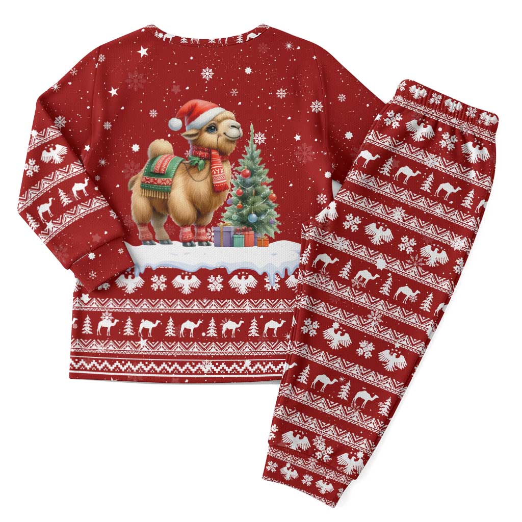 Syria Christmas Pajama Set with Golden Eagle Emblem Christmas Camel Scene - Wonder Print Shop