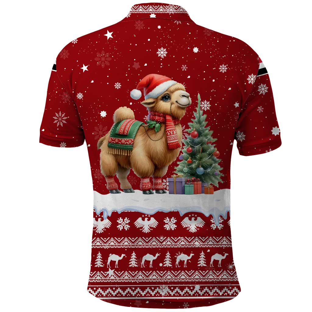 Syria Christmas Polo Shirt with Golden Eagle Emblem Christmas Camel Scene - Wonder Print Shop