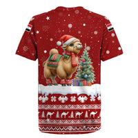 Syria Christmas Rugby Jersey with Golden Eagle Emblem Christmas Camel Scene - Wonder Print Shop